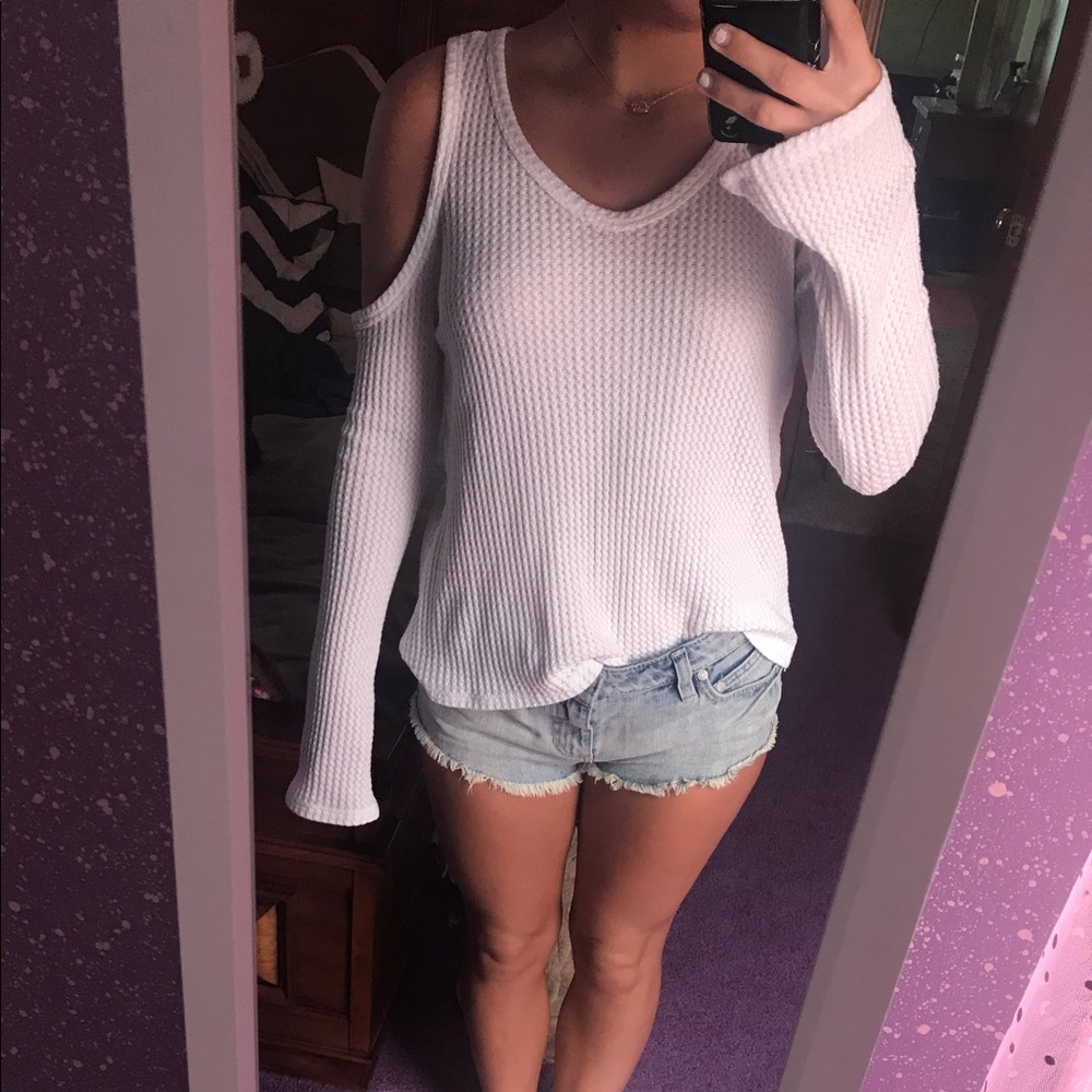 Forever21 white open shoulder sweater